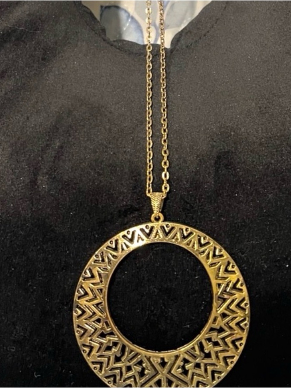 Gold Filigree Pendant Necklace with Delicate Chain.